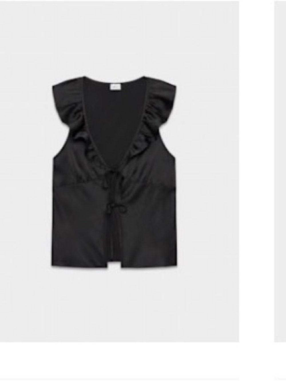 Aritzia Ruffled Tie-Front Sleeveless Top - Black